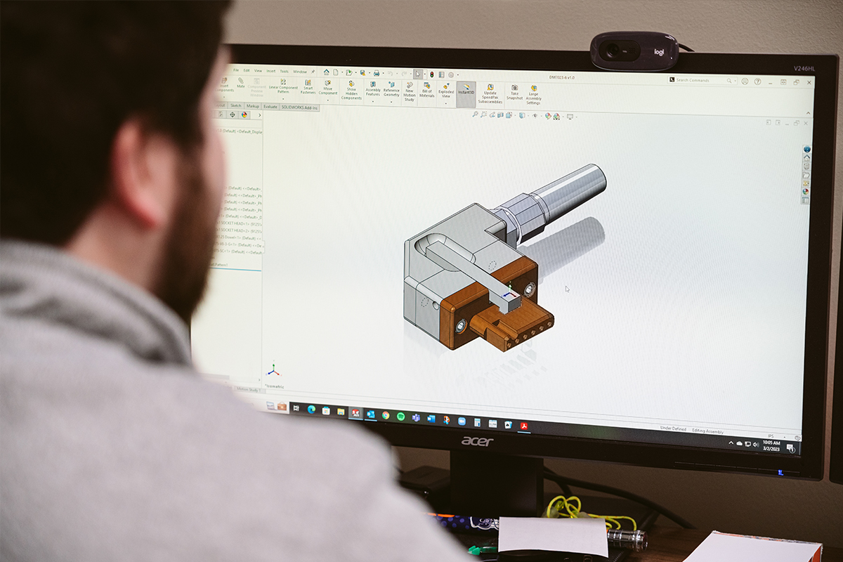 Employee working on CAD drawing